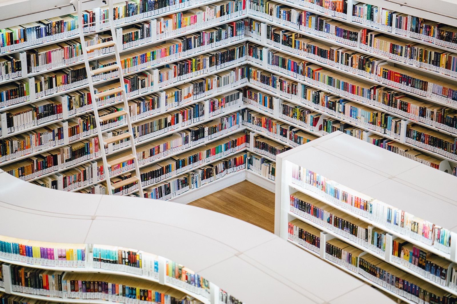 Library shelves full of books